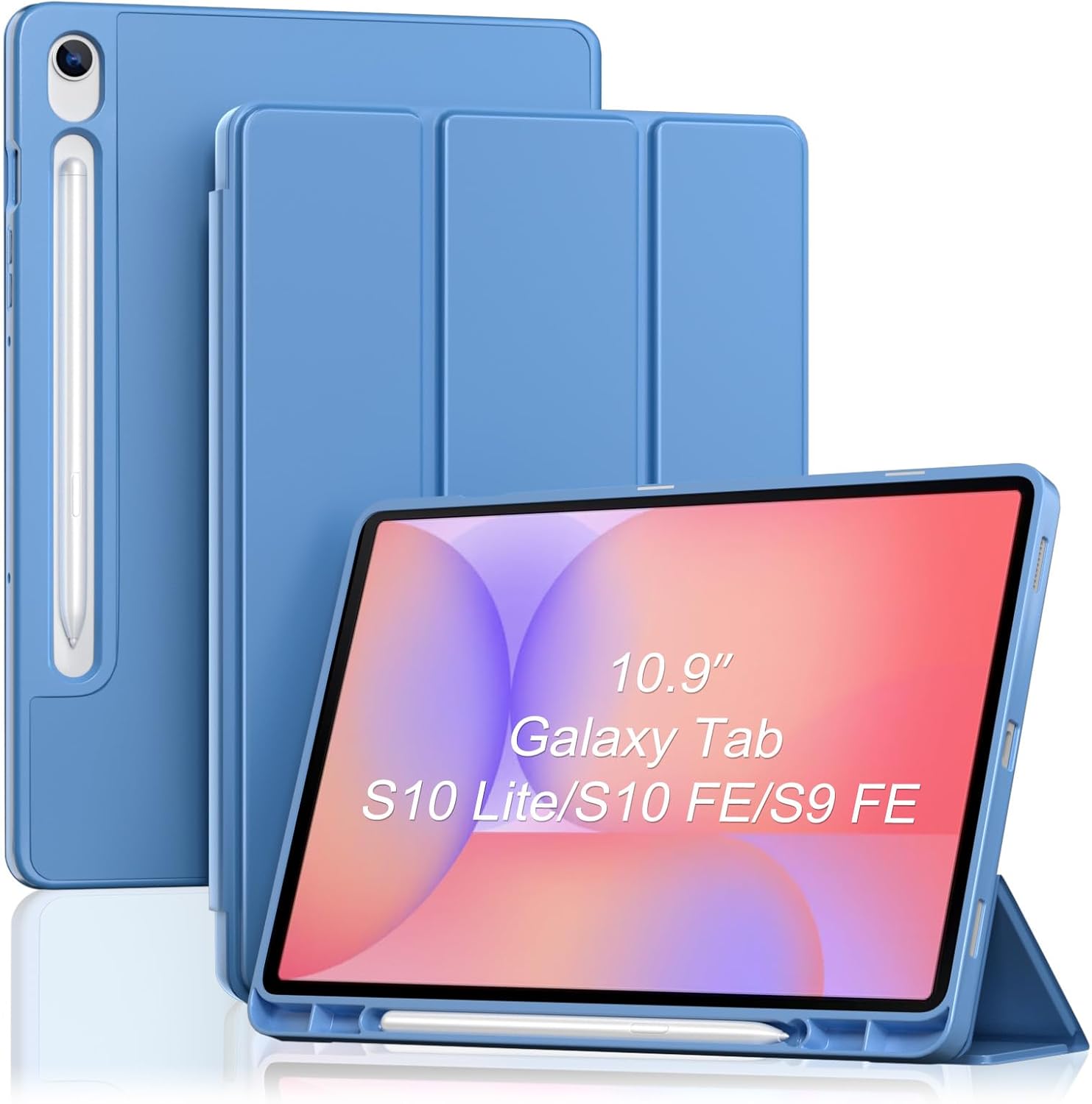 Smart Case for Galaxy Tab S10 Lite/S10 FE/S9 FE 10.9-Inch with Pen Holder, blue