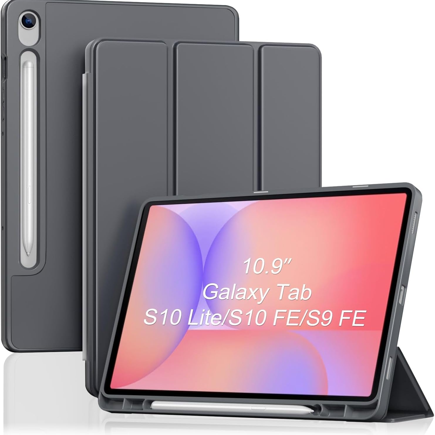 Smart Case for Galaxy Tab S10 Lite/S10 FE/S9 FE 10.9-Inch with Pen Holder, grey
