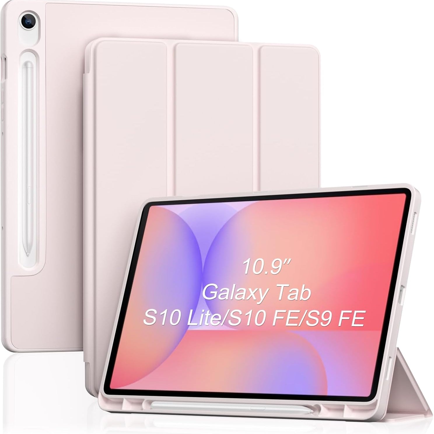 Smart Case for Galaxy Tab S10 Lite/S10 FE/S9 FE 10.9-Inch with S Pen Holder, pink