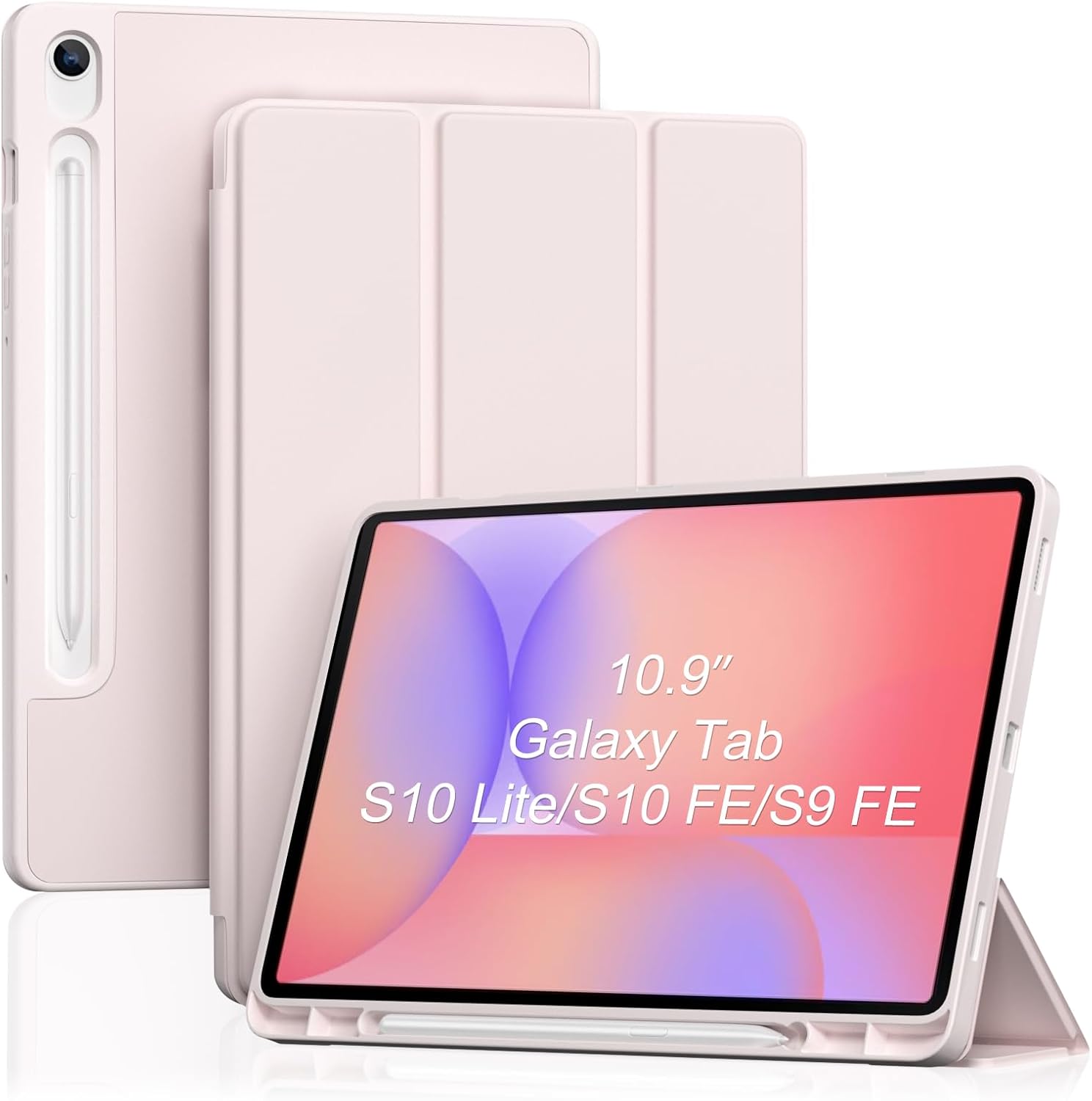 Smart Case for Galaxy Tab S10 Lite/S10 FE/S9 FE 10.9-Inch with S Pen Holder, pink