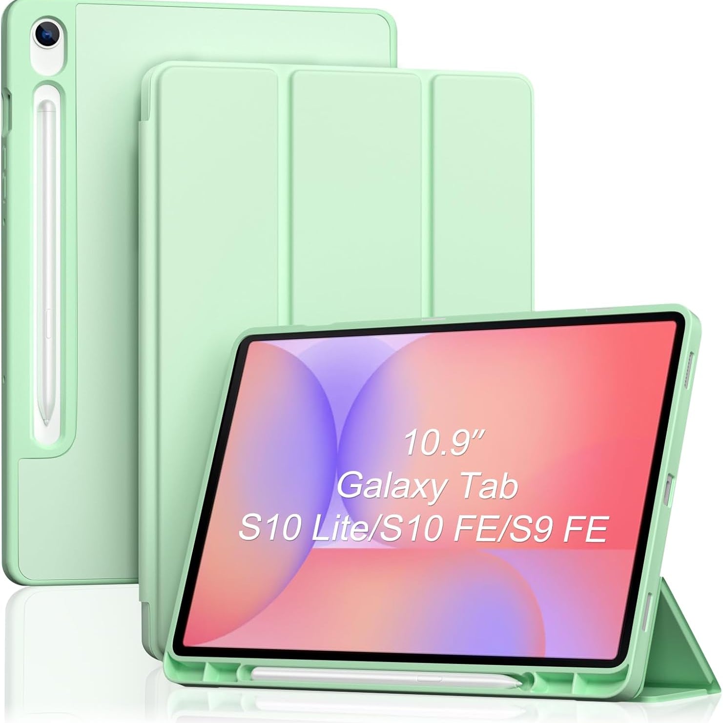 Smart Case for Galaxy Tab S10 Lite/S10 FE/S9 FE 10.9-Inch with S Pen Holder, green