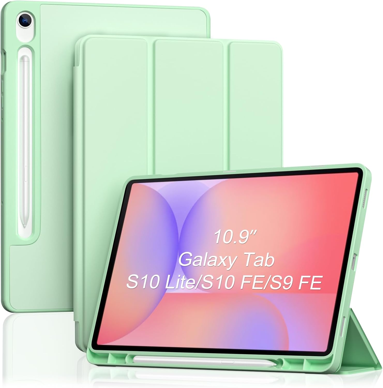Smart Case for Galaxy Tab S10 Lite/S10 FE/S9 FE 10.9-Inch with S Pen Holder, green
