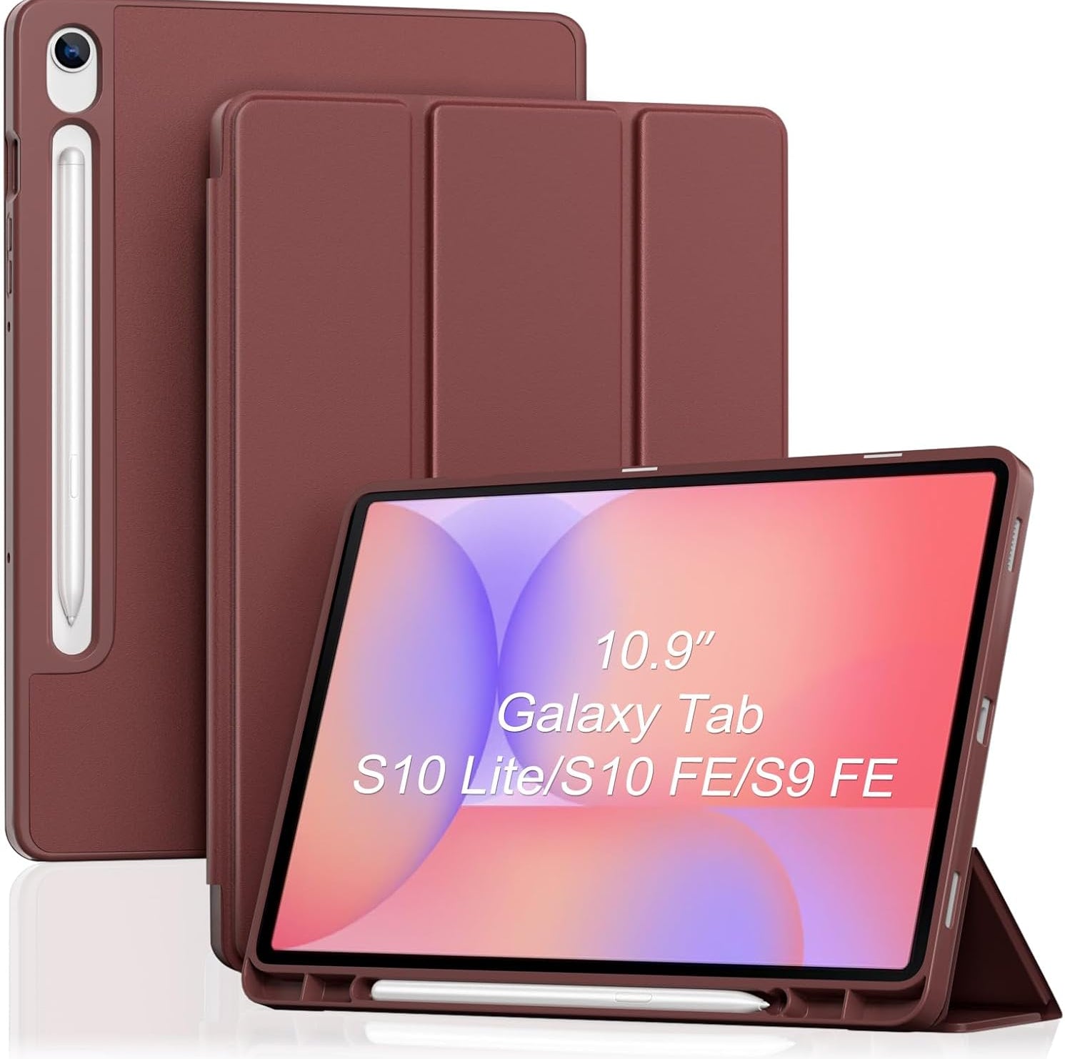 Smart Case for Galaxy Tab S10 Lite/S10 FE/S9 FE 10.9-Inch with S Pen Holder, red