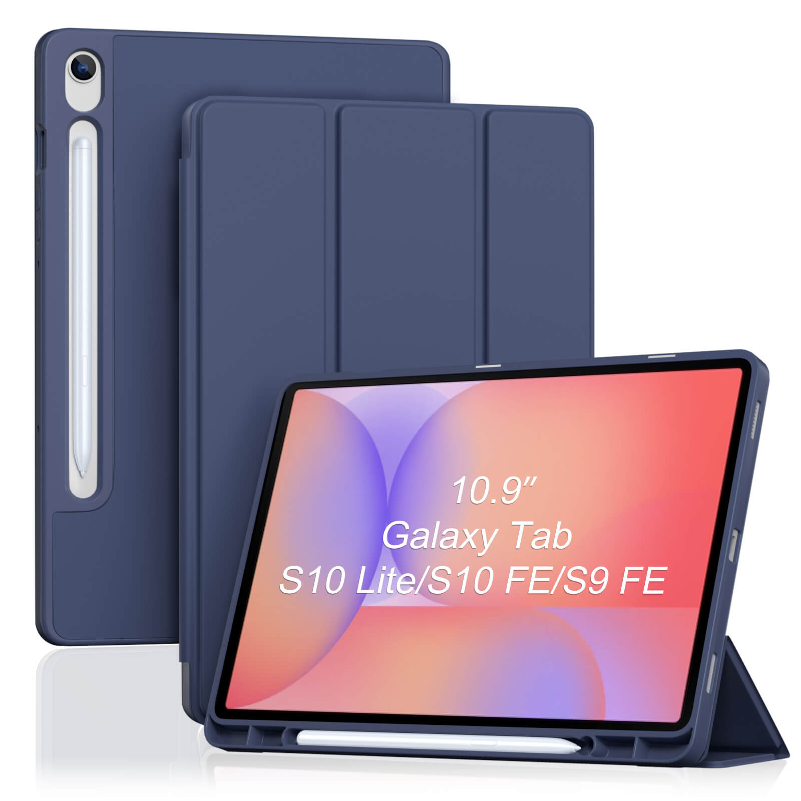 SamSung Galaxy Tab S10 Lite/S10 FE/S9 FE 10.9-Inch with S Pen Holder, Trifold Stand Folio Cover with Soft TPU Back for 10.9" Galaxy Tab S10 Lite/S10 FE/S9 FE