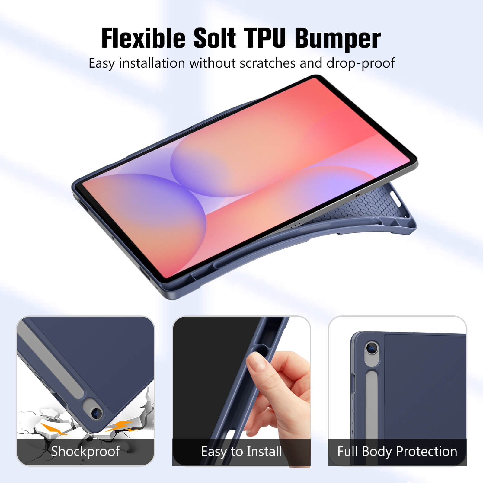 SamSung Galaxy Tab S10 Lite/S10 FE/S9 FE 10.9-Inch with S Pen Holder, Trifold Stand Folio Cover with Soft TPU Back for 10.9" Galaxy Tab S10 Lite/S10 FE/S9 FE