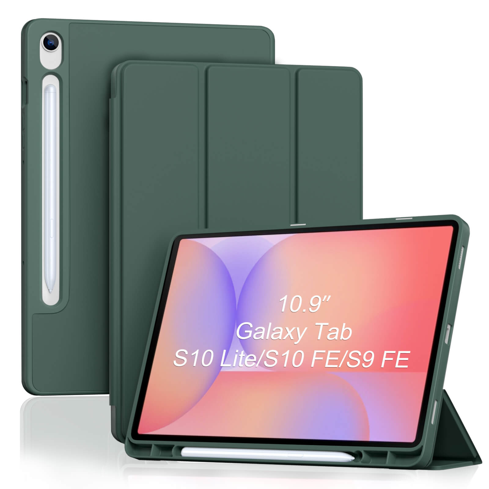 SamSung Galaxy Tab S10 Lite/S10 FE/S9 FE 10.9-Inch with S Pen Holder, Trifold Stand Folio Cover with Soft TPU Back for 10.9" Galaxy Tab S10 Lite/S10 FE/S9 FE