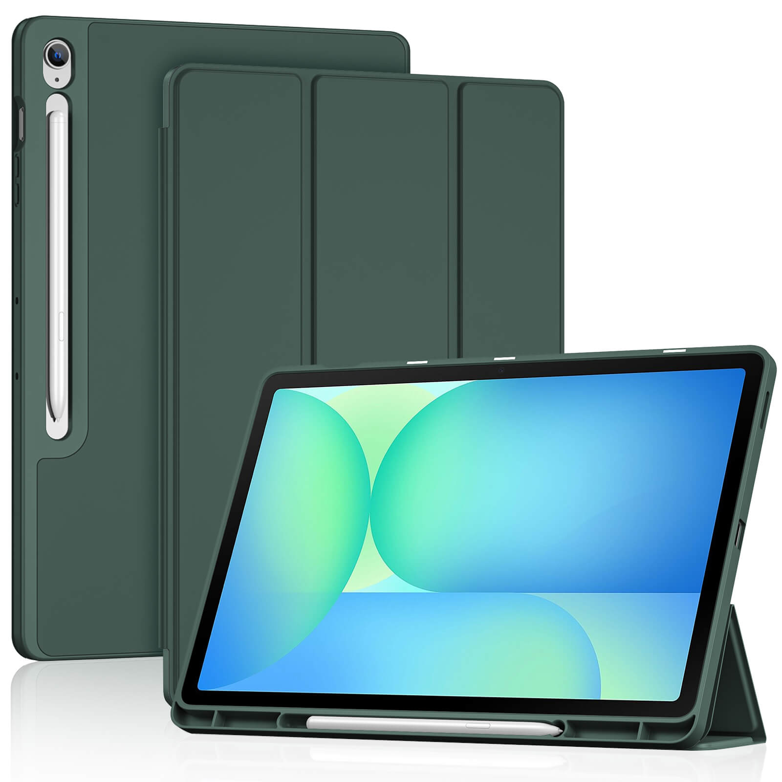 Galaxy Tab S10 FE Plus 2025 13.1" Smart Case with Soft TPU Back & S Pen Holder Green
