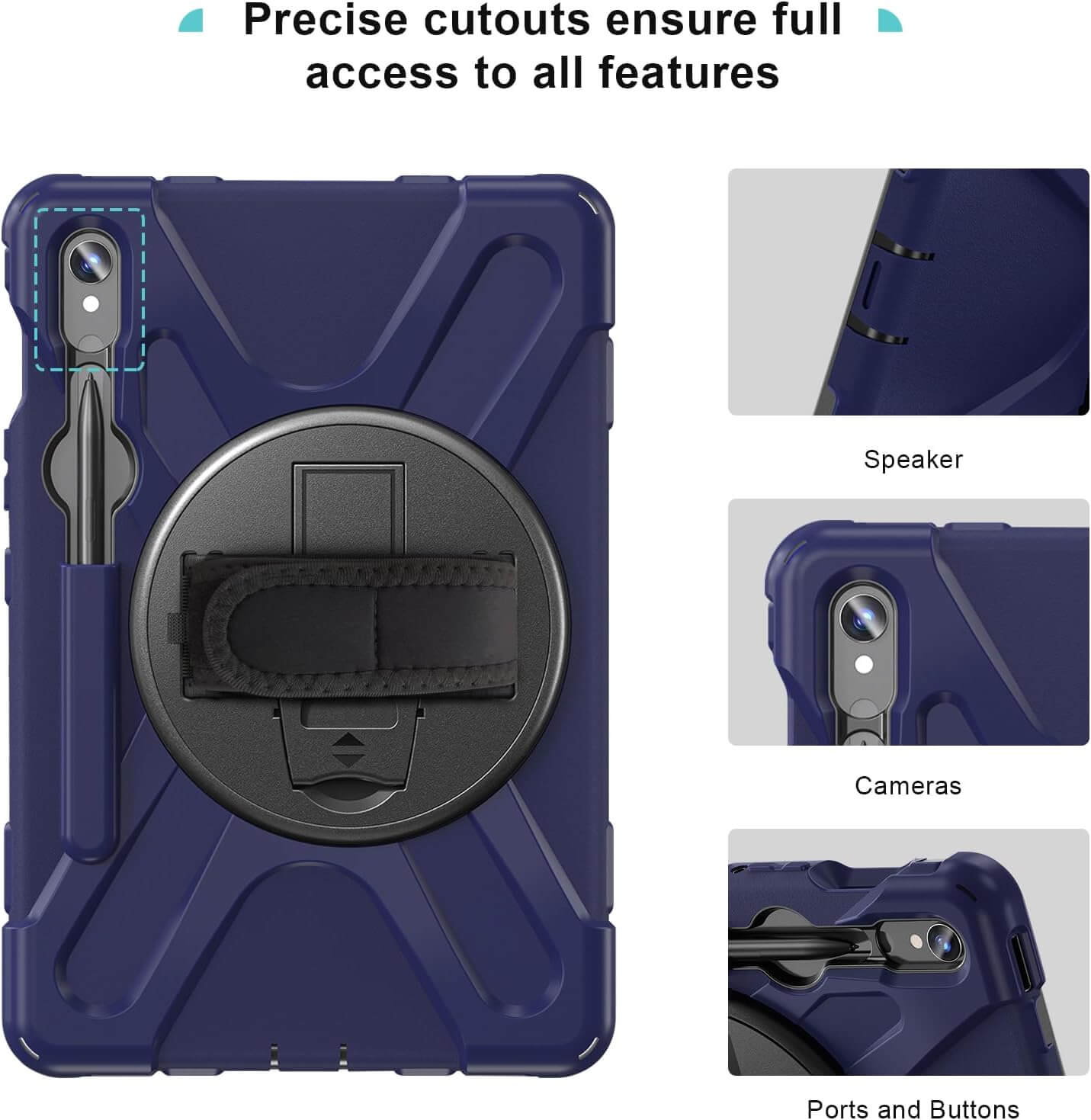 Rugged Case for Galaxy Tab S10 2024/ Tab S9 FE/ S9 / S8 / S7 11 Inch Outdoor case with S Pen Holder, Heavy Duty Rotatable Kickstand Protective Cover