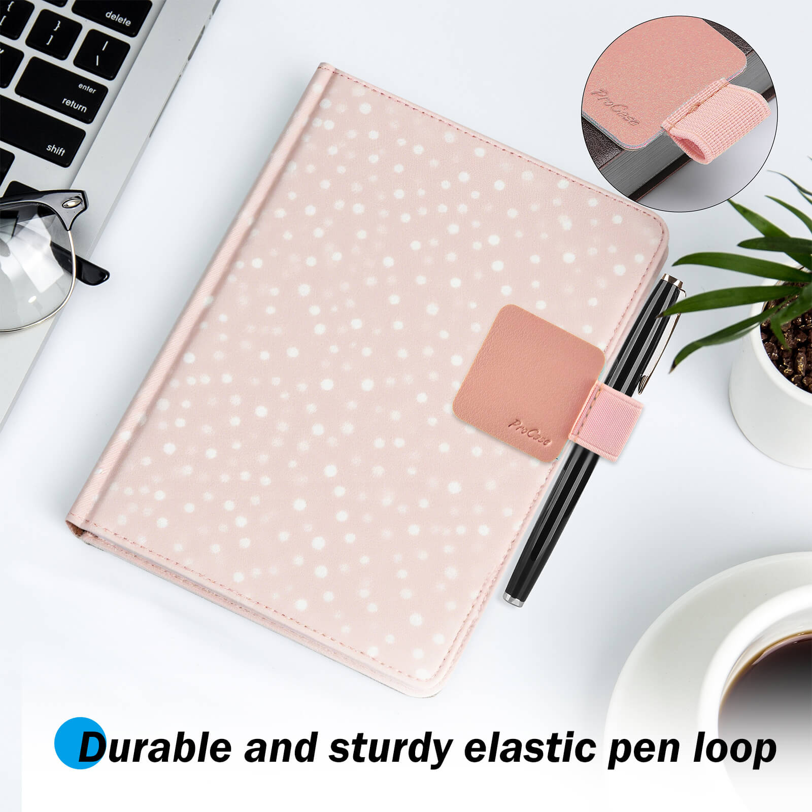 Self Adhesive Leather Pencil Holder with Elastic Loop for Pens, Apple Pencil, Stylus Pen 
