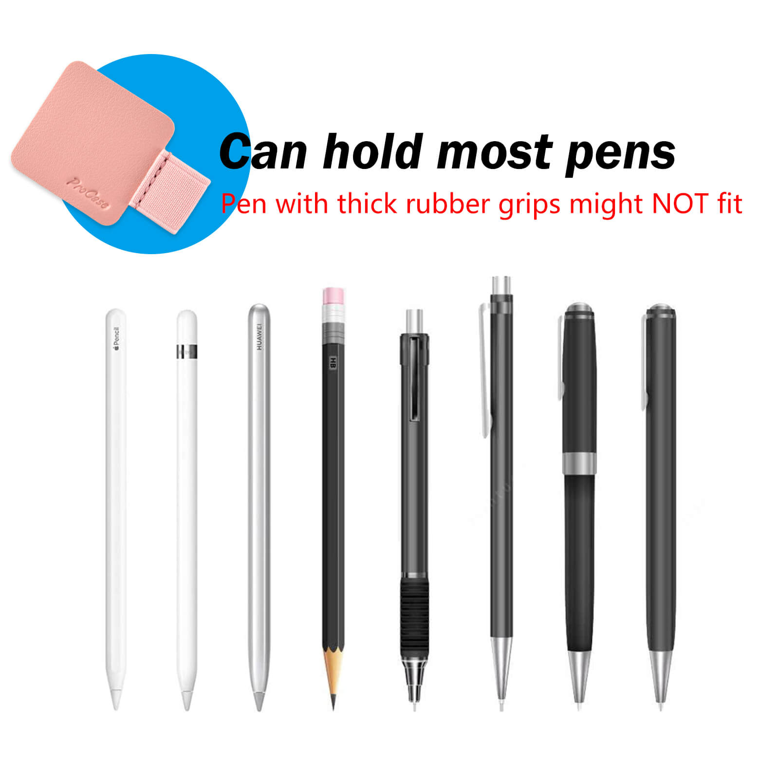 Self Adhesive Leather Pencil Holder with Elastic Loop for Pens, Apple Pencil, Stylus Pen 