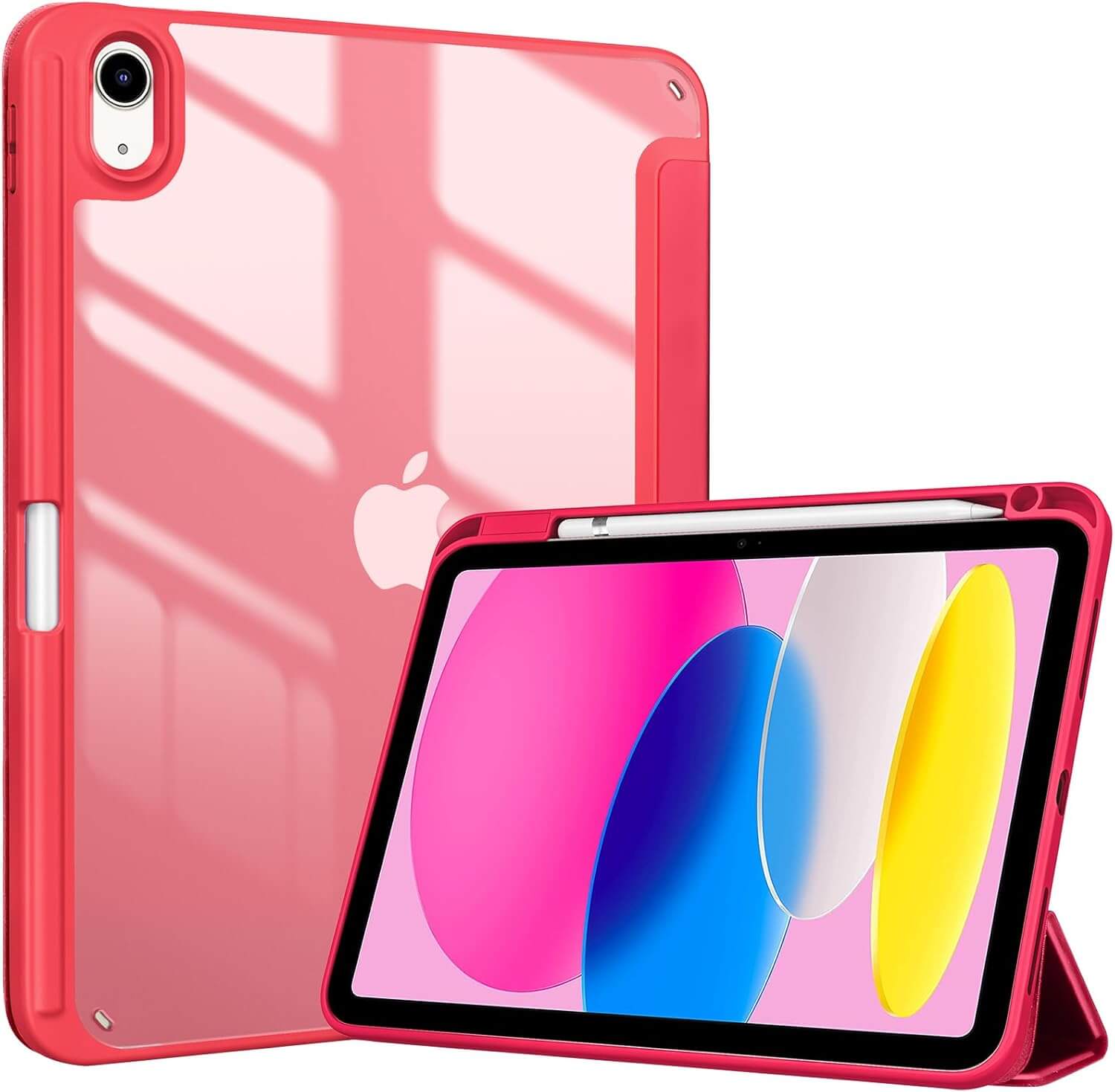 iPad (A16) 11th 2025/ 10th Hybrid light red Case with Pencil Holder 