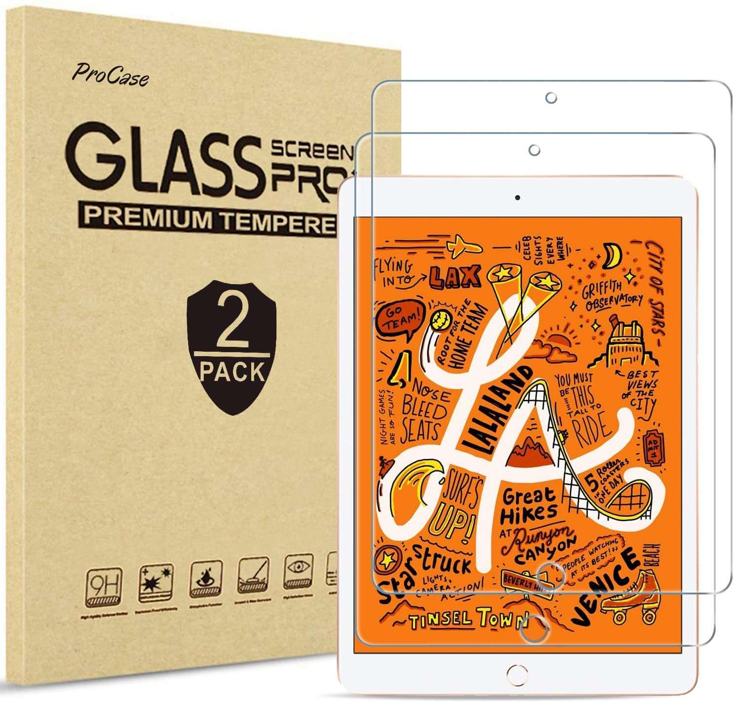 (2 Pack) iPad Mini 4th Gen/ 5th Gen Tempered Glass Screen Protector | ProCase