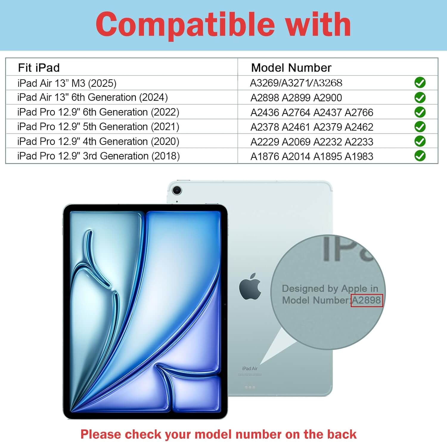 iPad Case for IPad Air 13" M3 2025 iPad Air 13" 6th Gen iPad Pro 12.9" 3rd 4th 5th 6th Gen