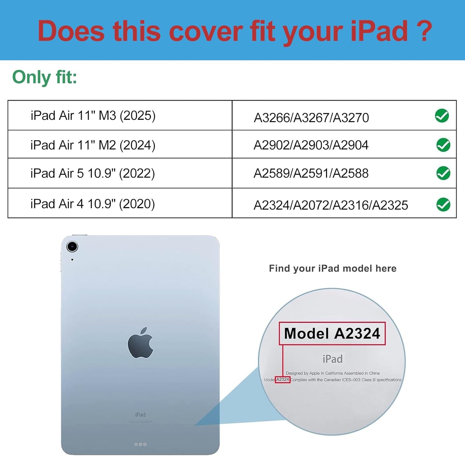 iPad Cover Case for iApad Air 11" M3(2025)/M2 (2024)/Air 5/Air 4 10.9"