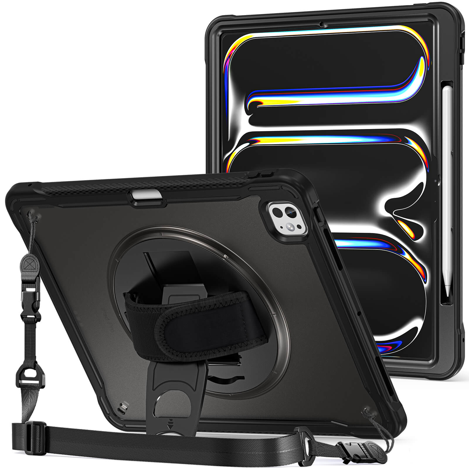 Rugged Case for iPad Pro 13 inch 2024 M4 Kids Case with Pencil Holder 