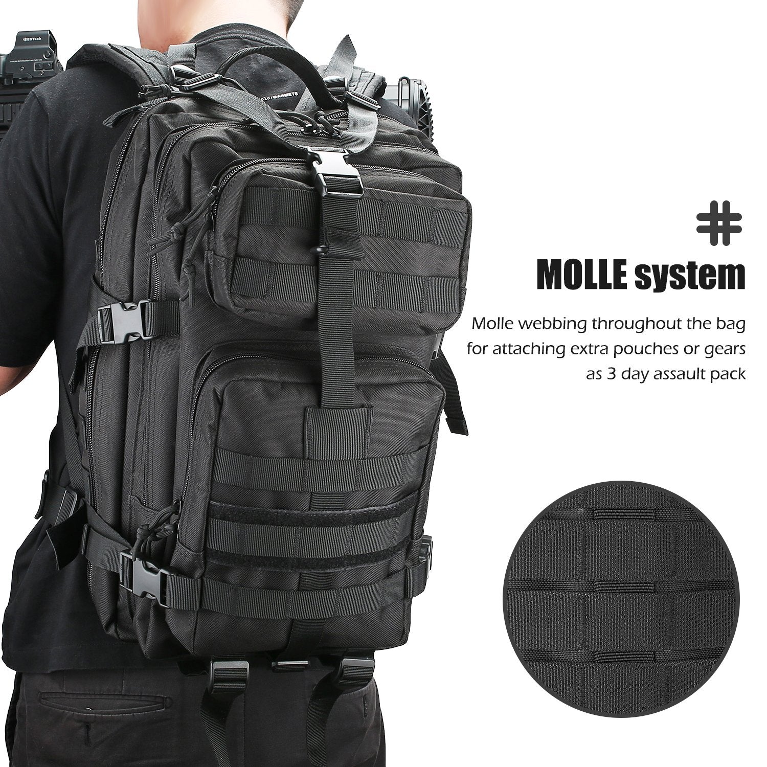 35L Waterproof Tactical Military MOLLE Backpack Pack Bag Rucksack Sport  Outdoors