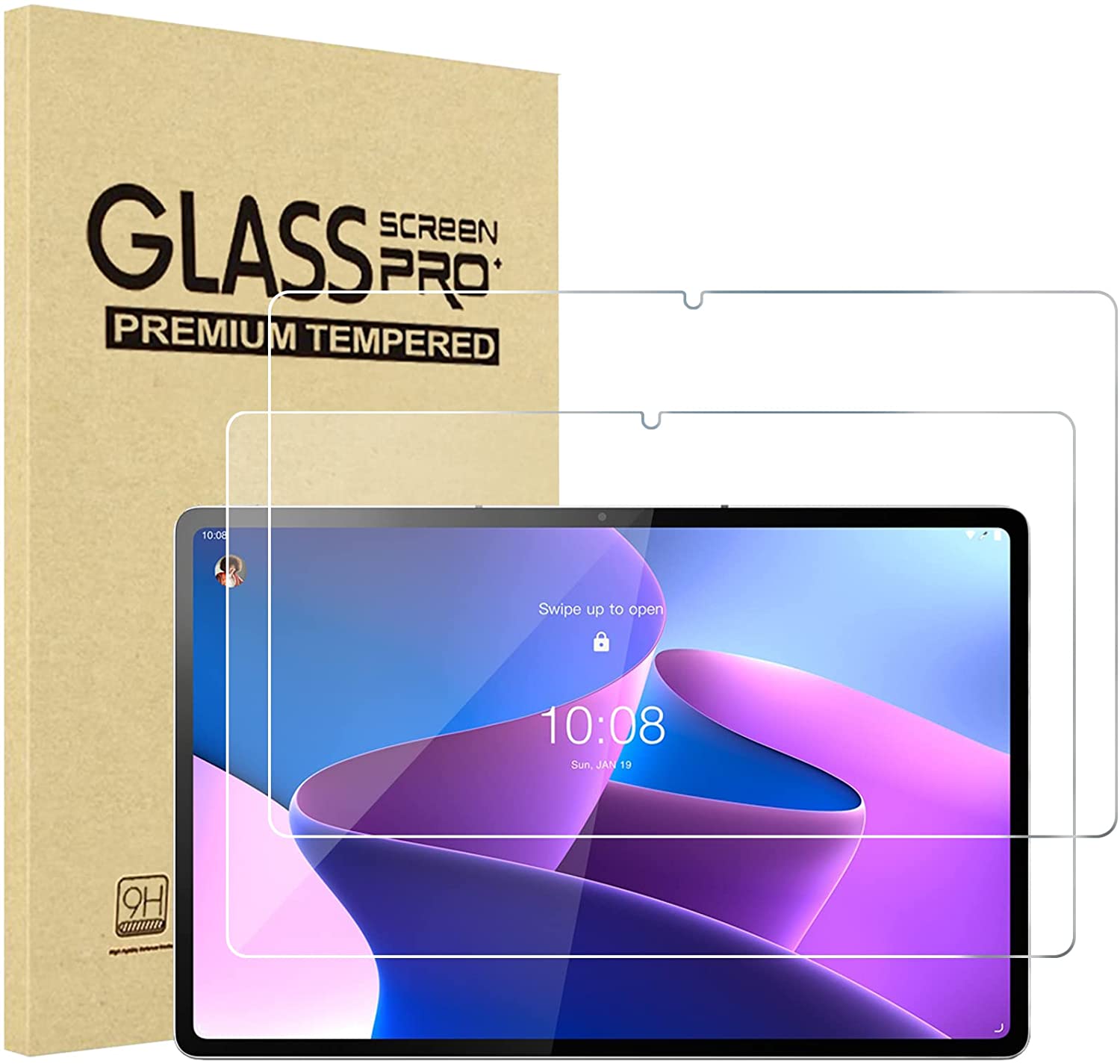 ProCase 2 Pack Screen Protector for Lenovo Tab M10 Plus 3rd Gen 10.6 Inch  2022, Tempered Glass Screen Film Guard for 10.6” Lenovo Tab M10 Plus Gen 3