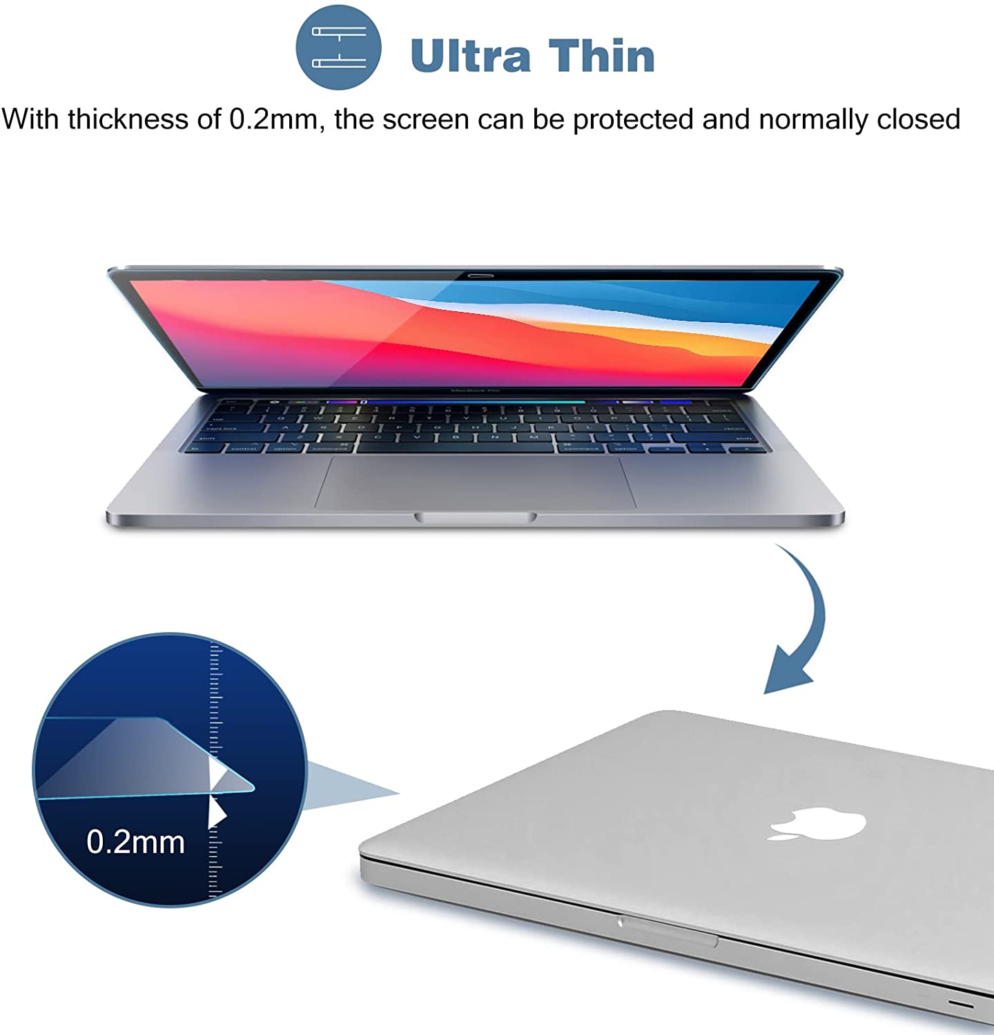 2 Pack) MacBook Air 13 / Pro 13 Ultrathin Tempered Glass Screen