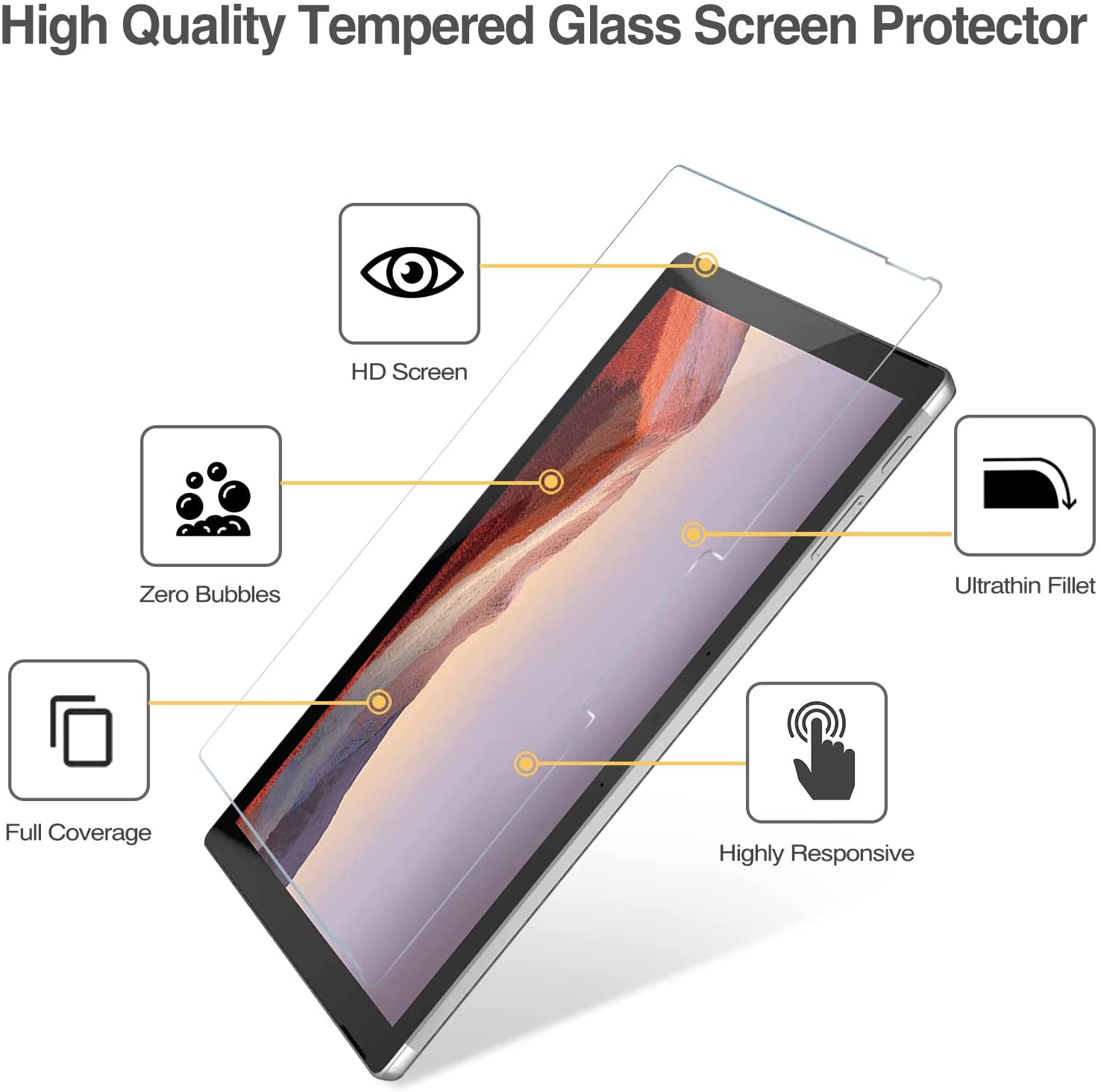 Surface Pro 7 Plus/ Pro 7/ Pro 6/ Pro 5/ Pro 4 Tempered Glass Screen Protector