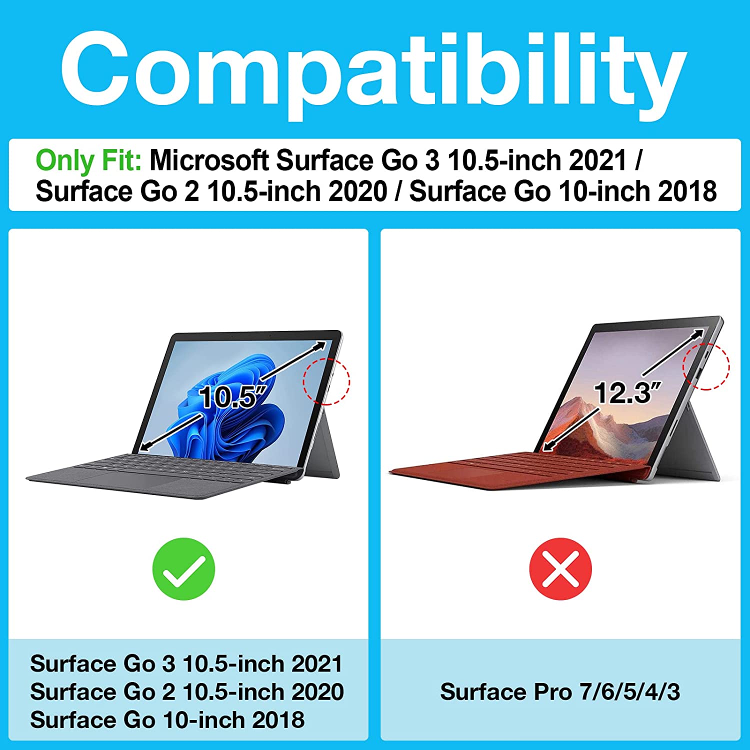 For Microsoft Surface Pro 9/7/6/5 Surface Go 3 Carrying Sleeve