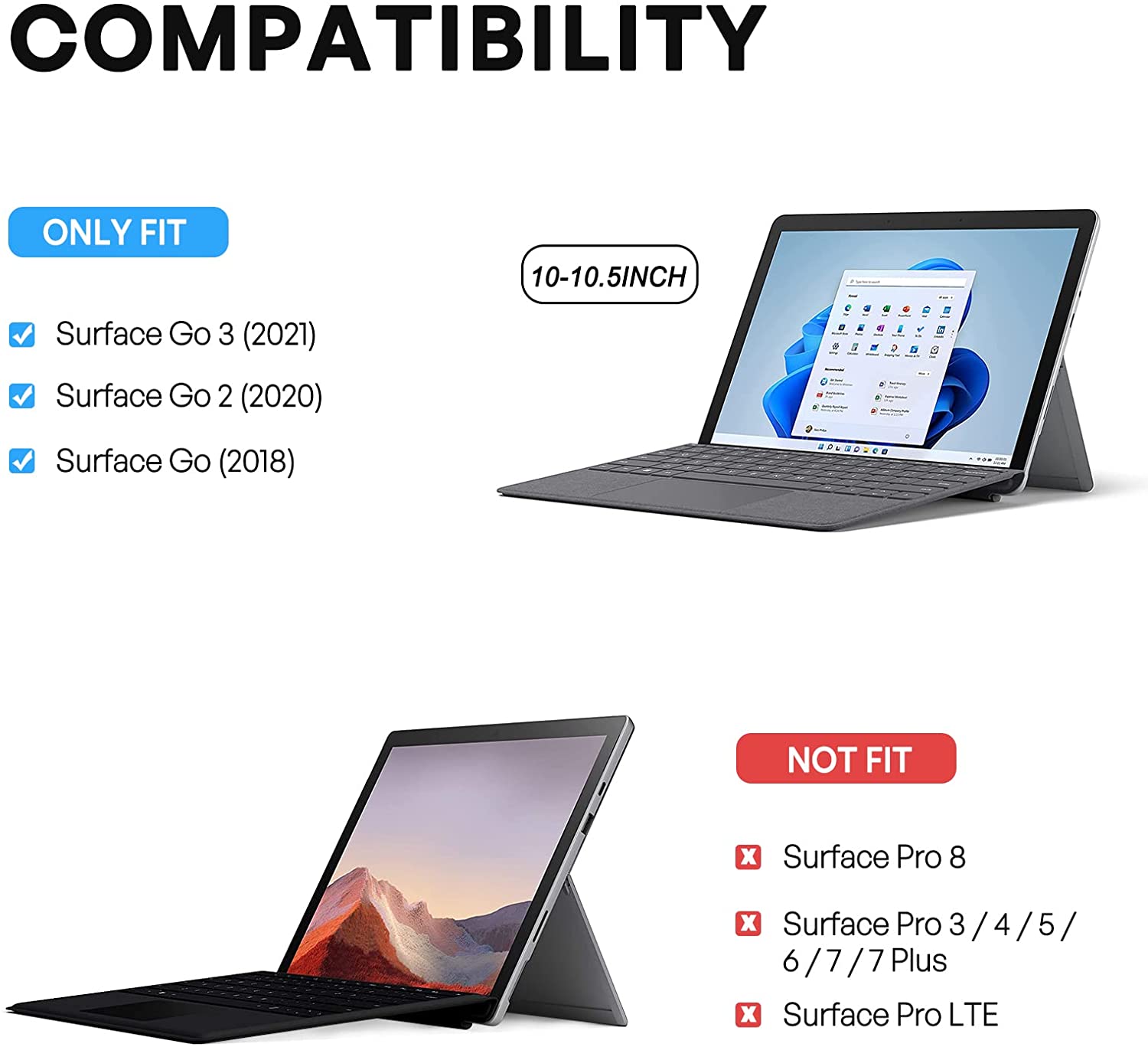 Microsoft Surface Go/ Go 2/Go 3 Shockproof Case with Pen Holder Compatibility