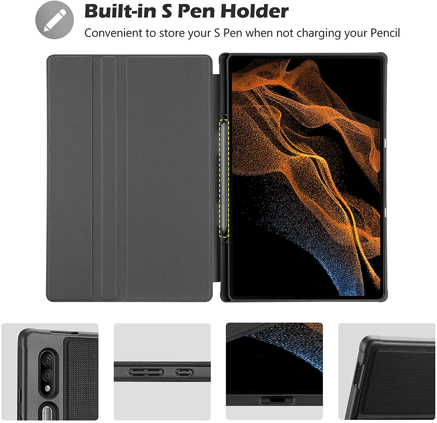 Galaxy Tab S8 Ultra 14.6 Slim Stand Folio Case with S Pen Holder | ProCase