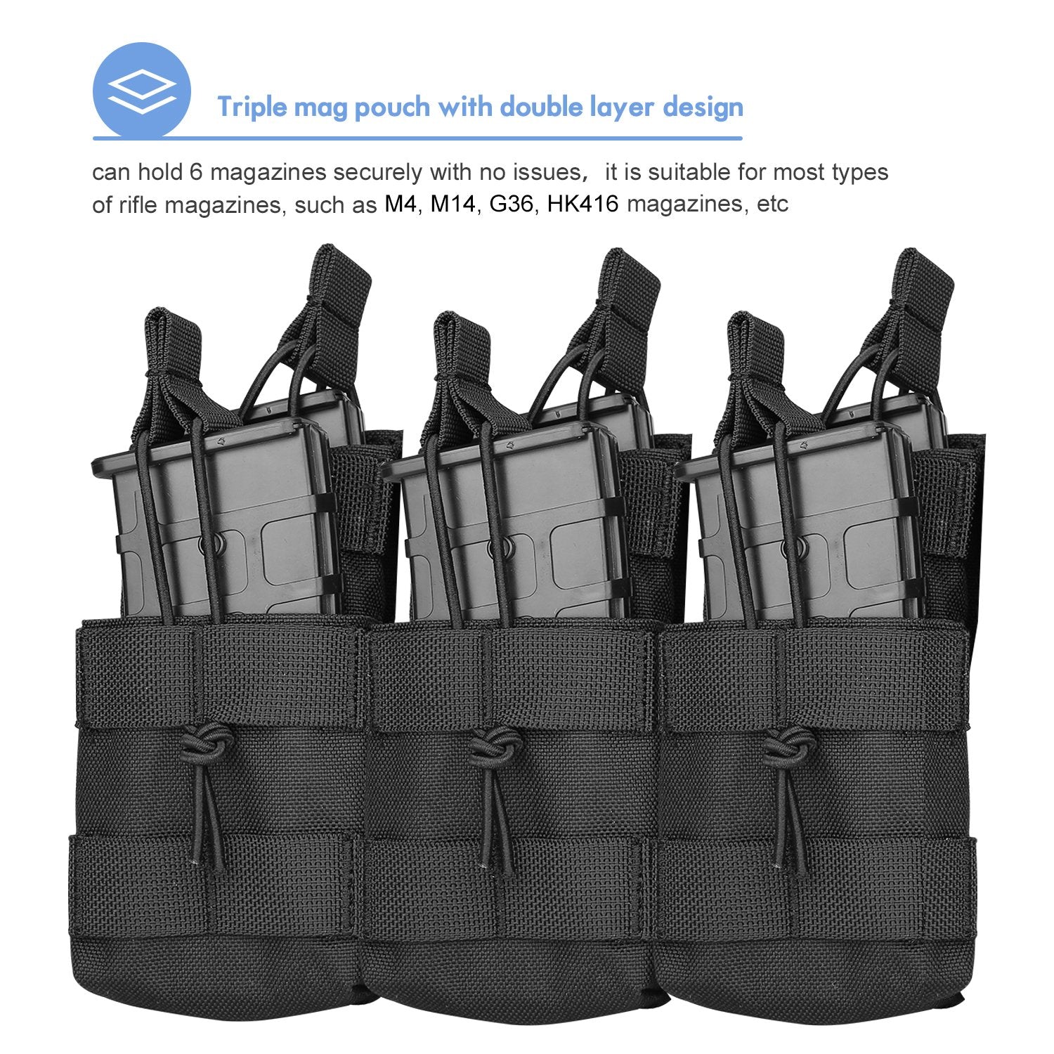 Tactical Open-Top Triple Stacker Mag Pouch | ProCase