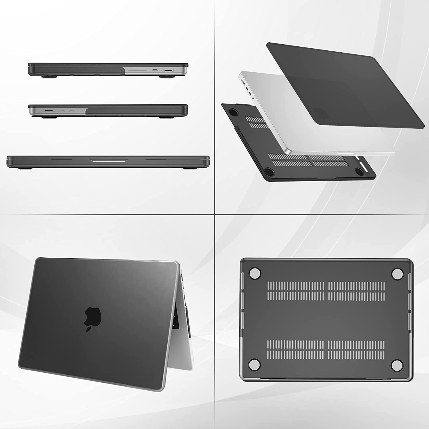 MacBook Pro 14" 2021-2023 Hard Black Shell Case with Keyboard Skin