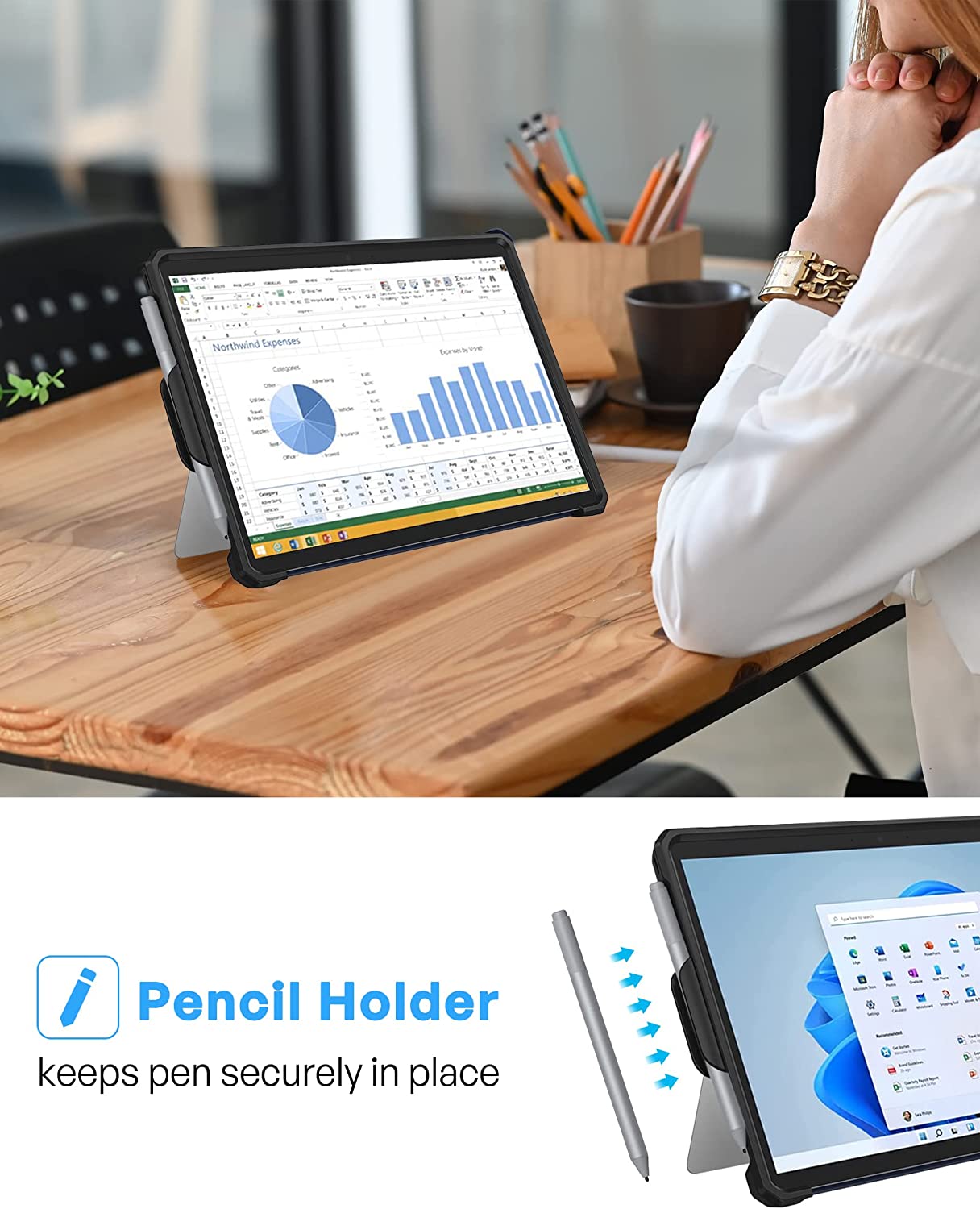 Microsoft Surface Go/ Go 2/Go 3 Shockproof Case with Pen Holder