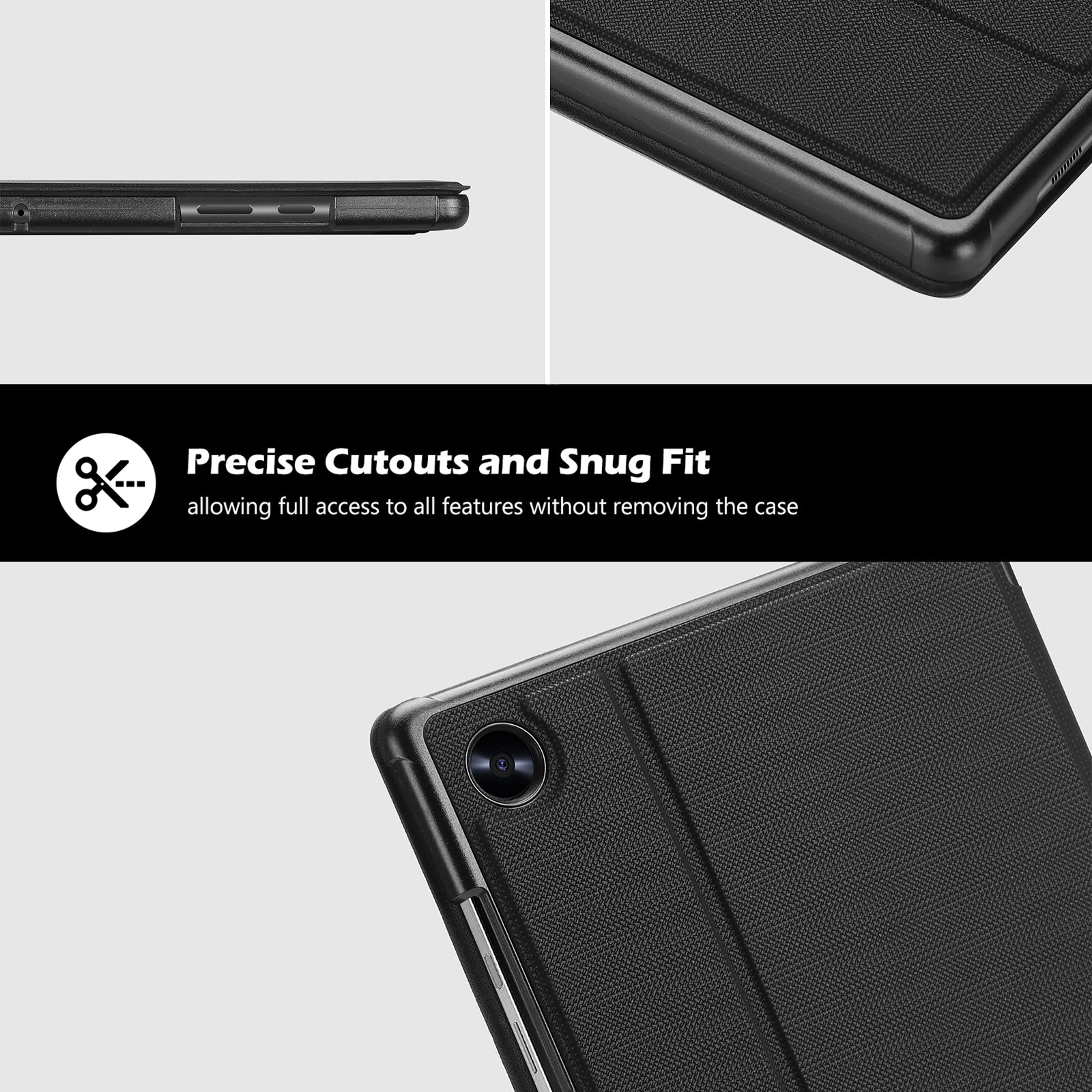 Galaxy Tab A8 10.5 2022 X200/ X205/ X207 Slim Folio Black Case Details