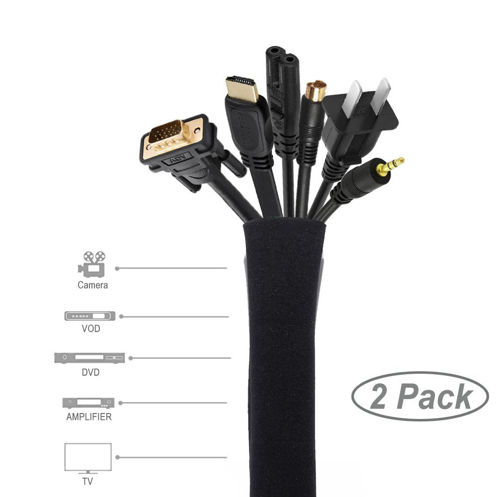 2 Piece Cable Management Cord Management Sleeve Wrap | JOTO