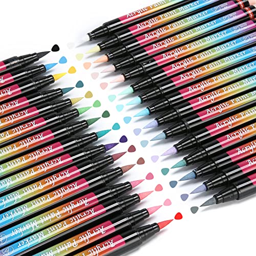 (30  Colors) Acrylic Paint Pens Soft Brush Tip | Torolle