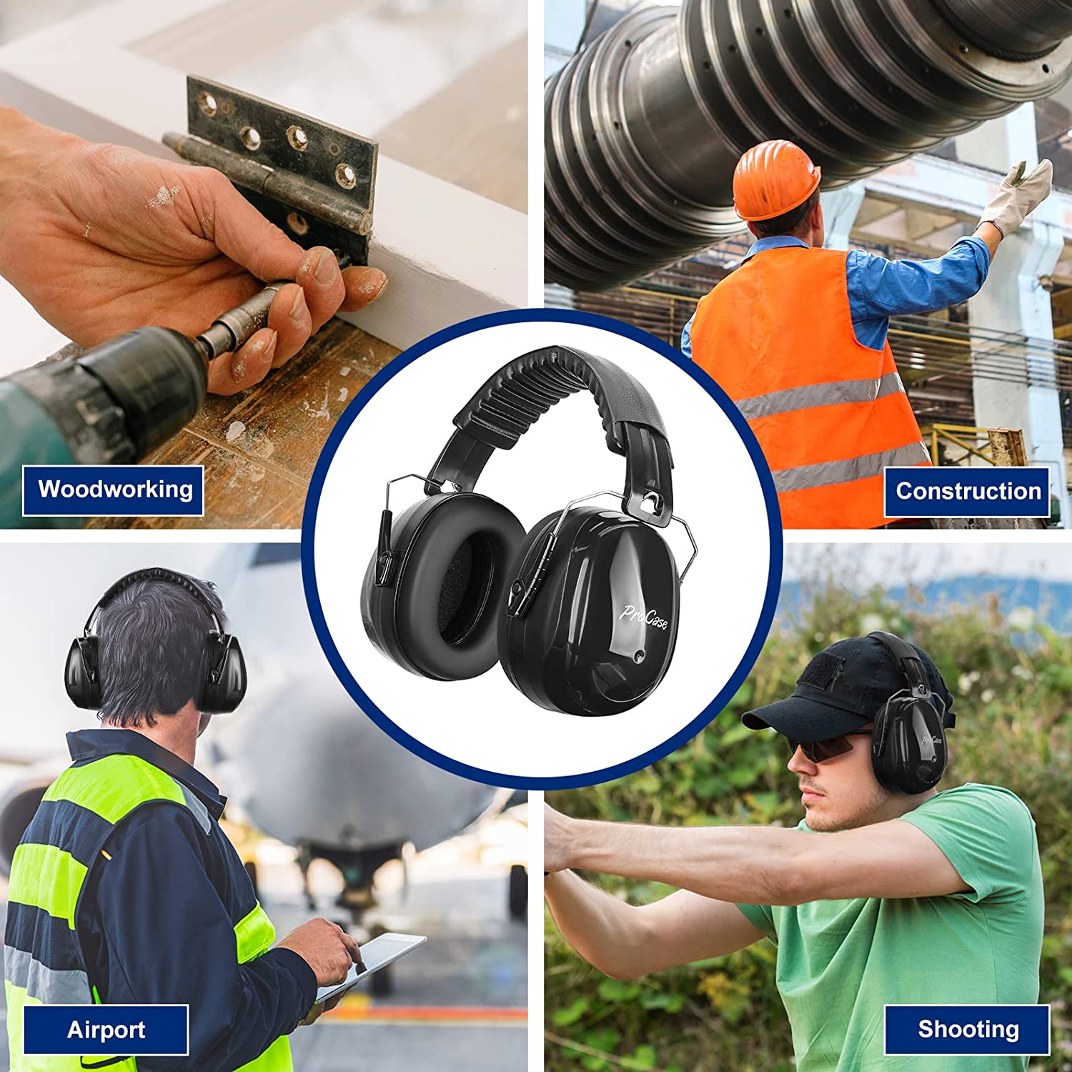 Noise Reduction NRR 28dB Black Earmuff Compatibility