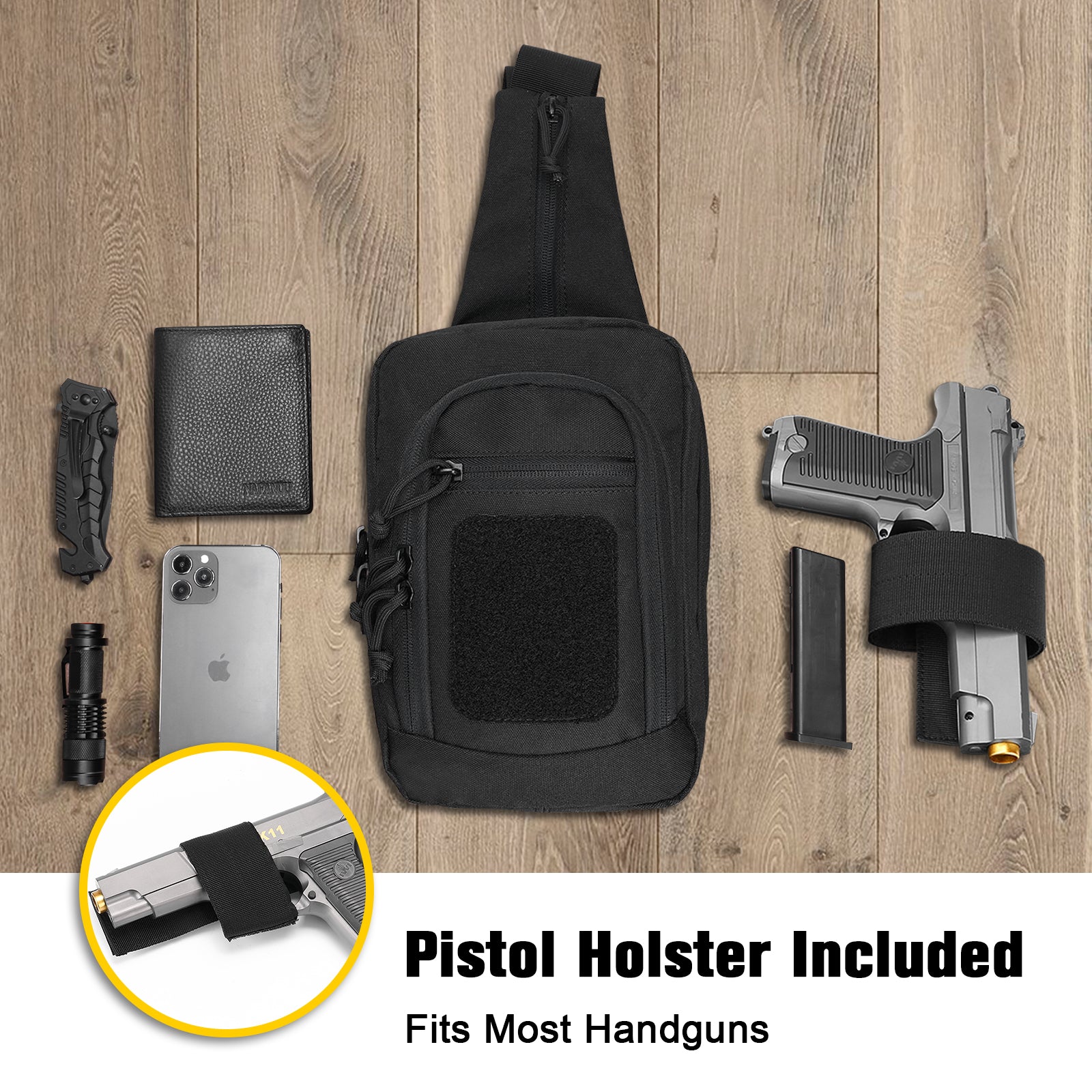 Sling bag with online gun holster