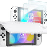 Nintendo Switch White Case with Tempered Screen Protectors