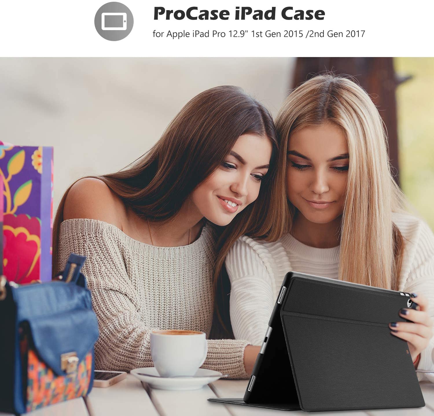ProCase Keyboard Case for iPad Pro 12.9 2017/2015 Old Model with Built-in  Apple Pencil Holder, Slim Lightweight Cover Folio Stand Smart Cover with