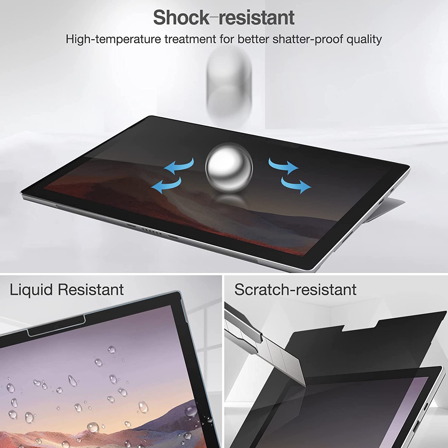 Microsoft Surface Pro 4/ 5/ 6/ 7/ 7 Plus 12.3" Privacy Glass Screen Protector
