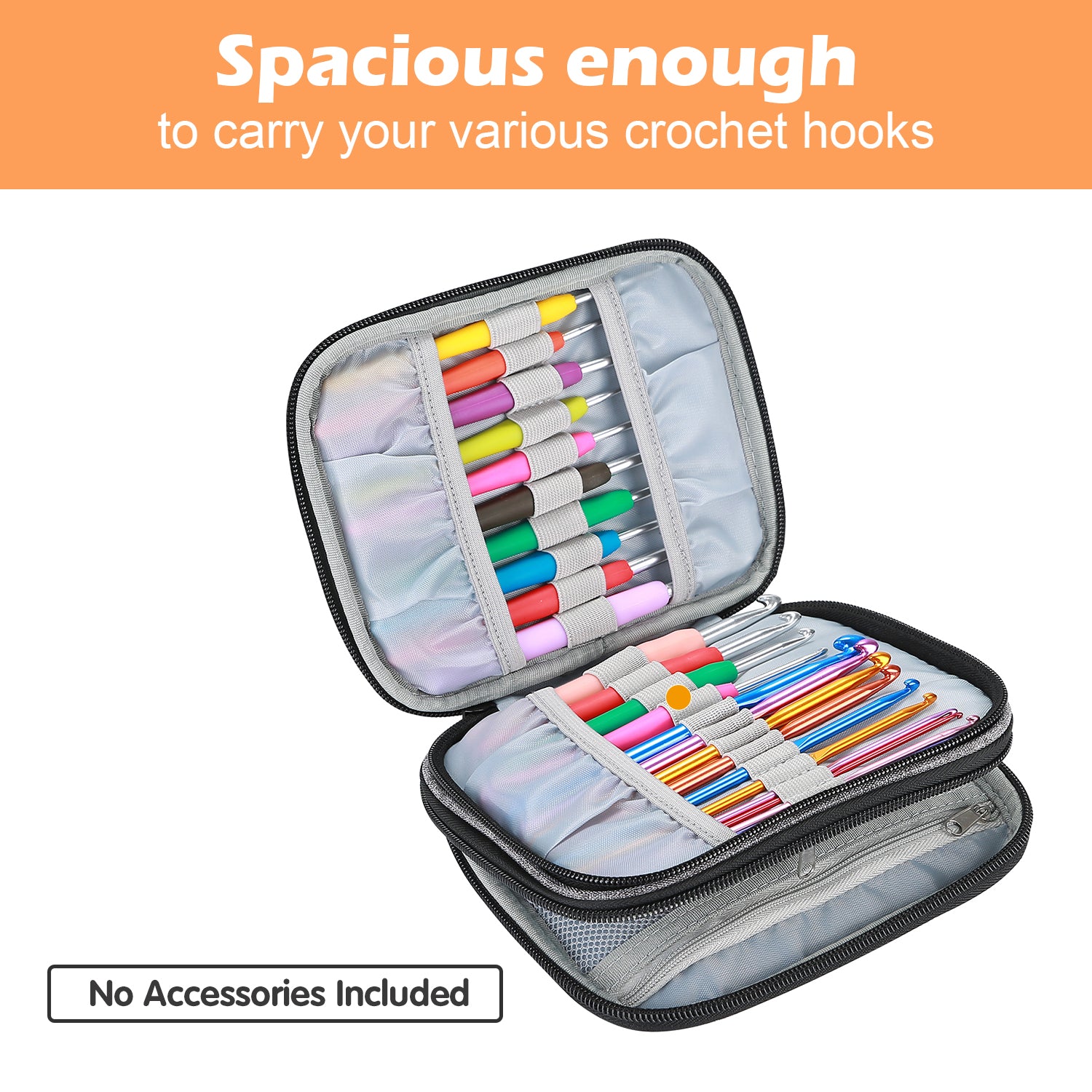 Organizer Case for Interchangeable Circular Knitting , Crochet Hooks and  Knitting Accessories, Keep Place and Easy to Carry Gray