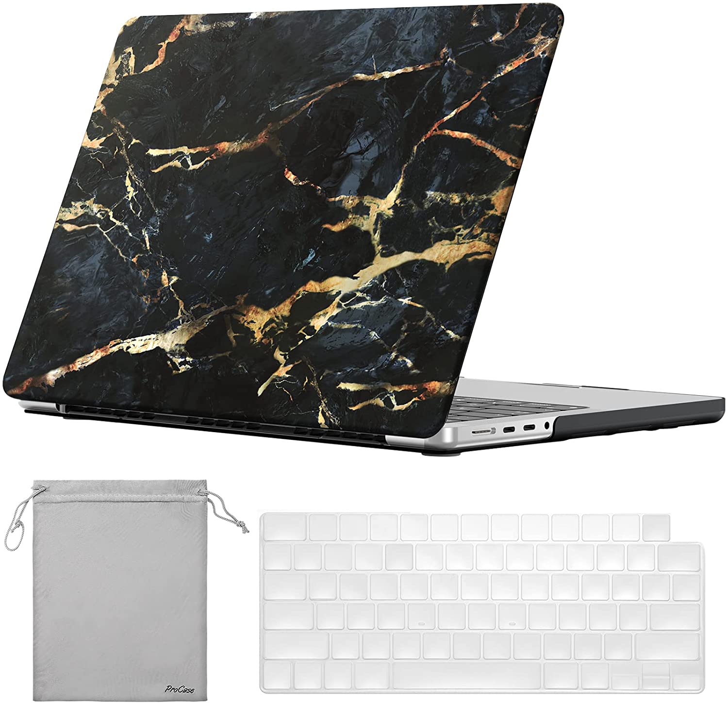 MacBook Pro 14" 2021-2023 Hard Black Shell Case with Keyboard Skin