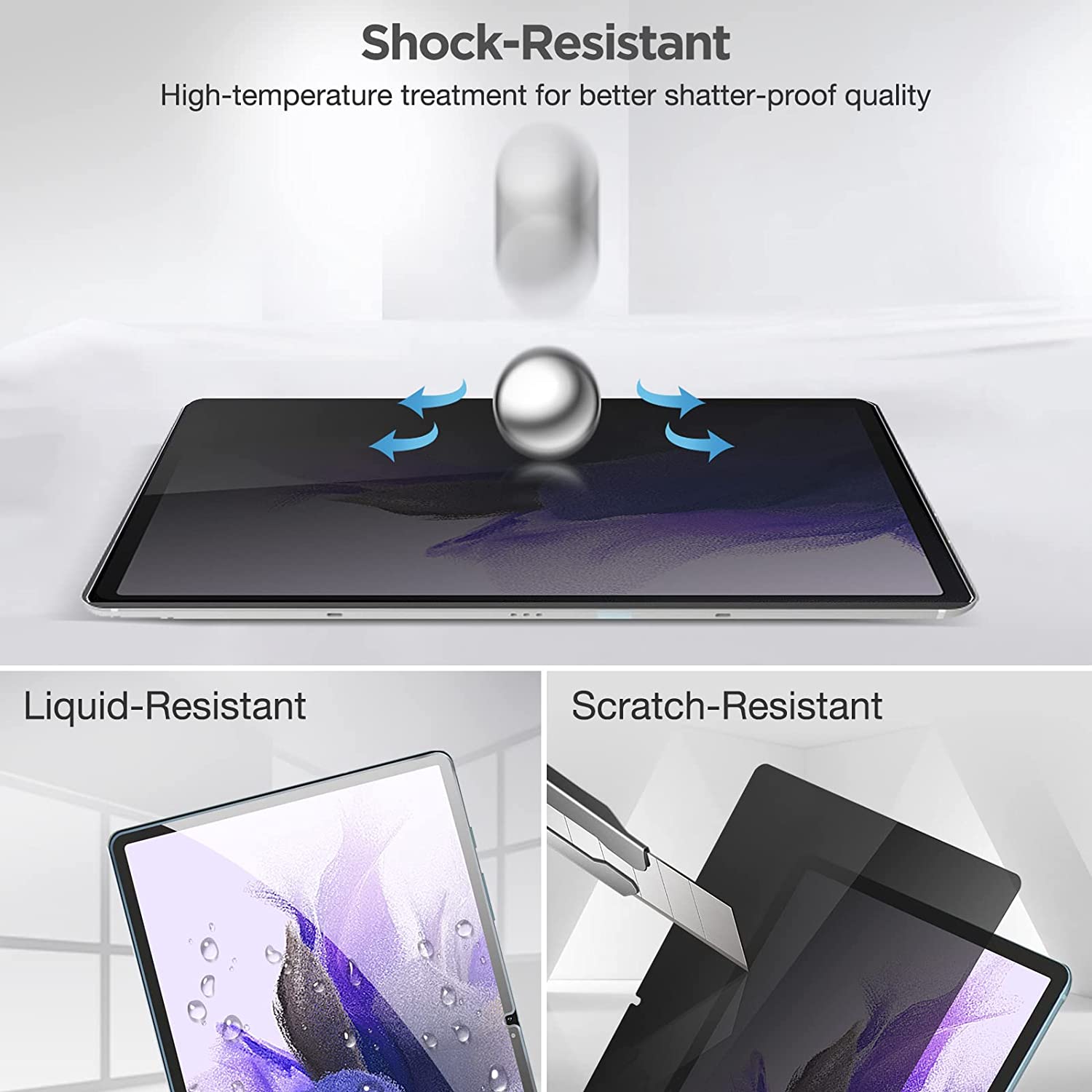 Galaxy Tab S7 Plus/ FE/ Tab S8 Plus Anti-Spy Tempered Glass Screen Protector