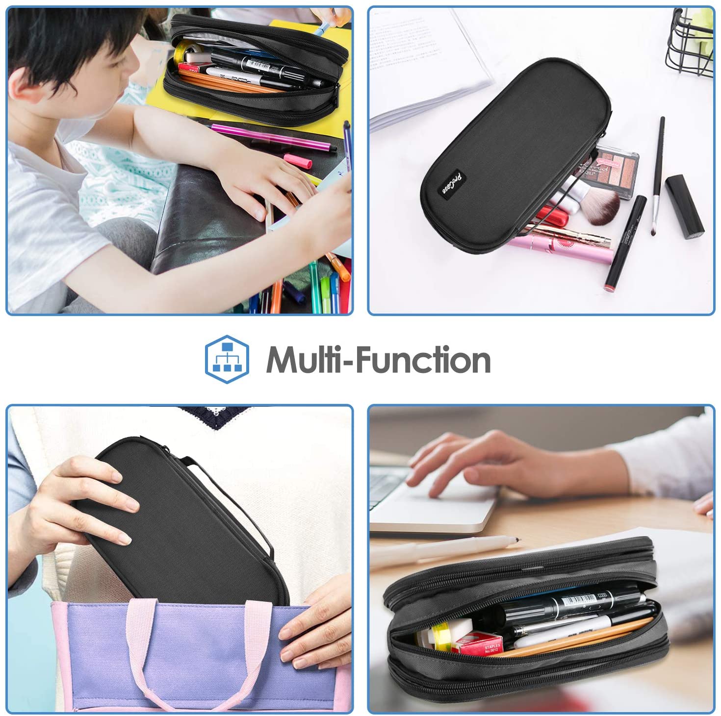 ProCase Big Capacity Pencil Case Pen Bag, Handheld Pencil Holder Pouch Pen  Organizer Students Stationery Pouch with Durable Zipper Multi Compartments