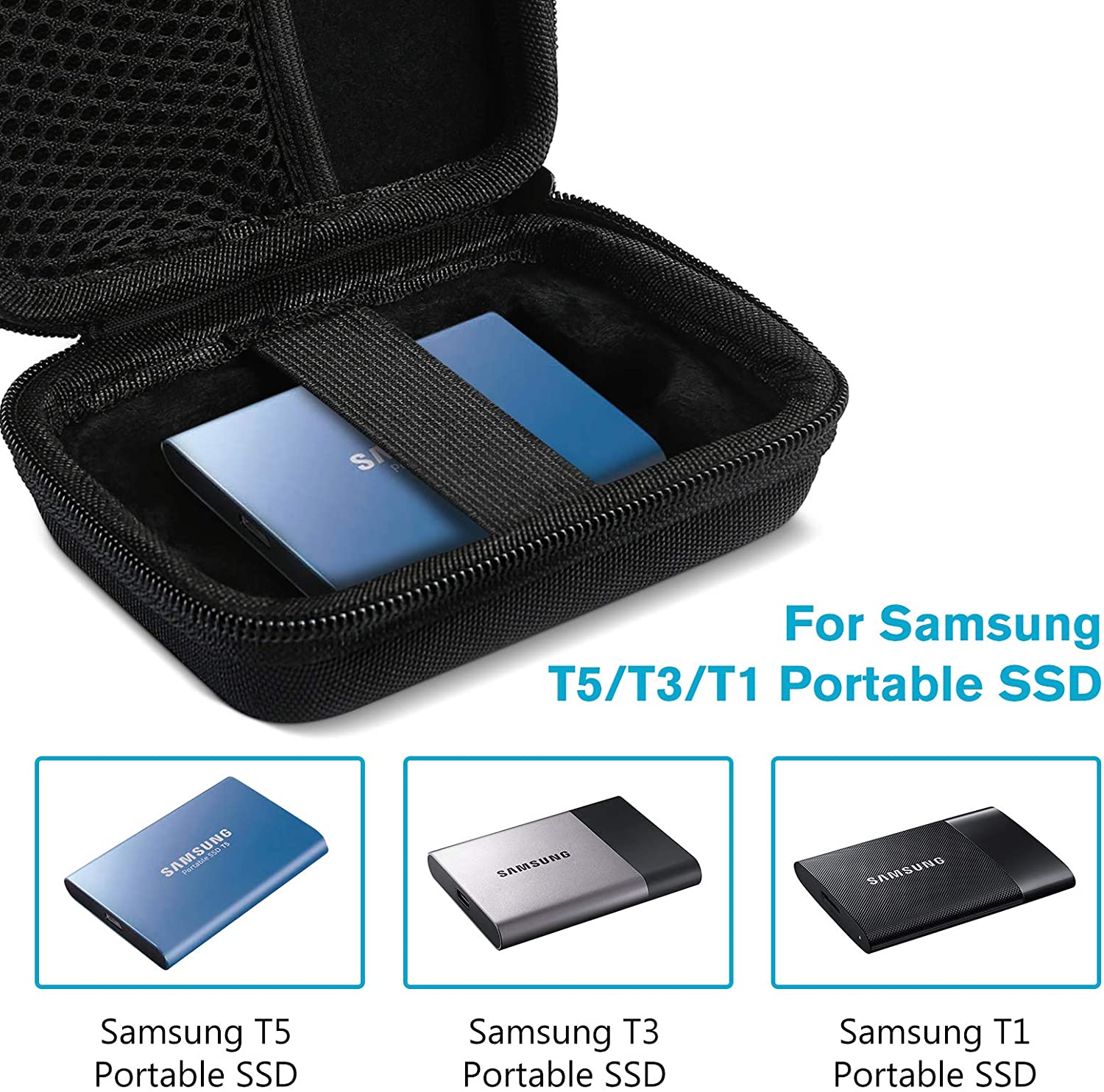 (CASE ONLY) Shockproof Carrying Case + Silicone Cover for Samsung T5/ T3  Portable Drives | ProCase