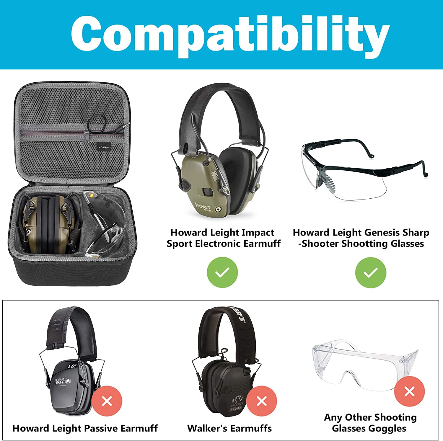 Hard Carrying Case for Howard Leight Impact Sport Electronic Earmuff