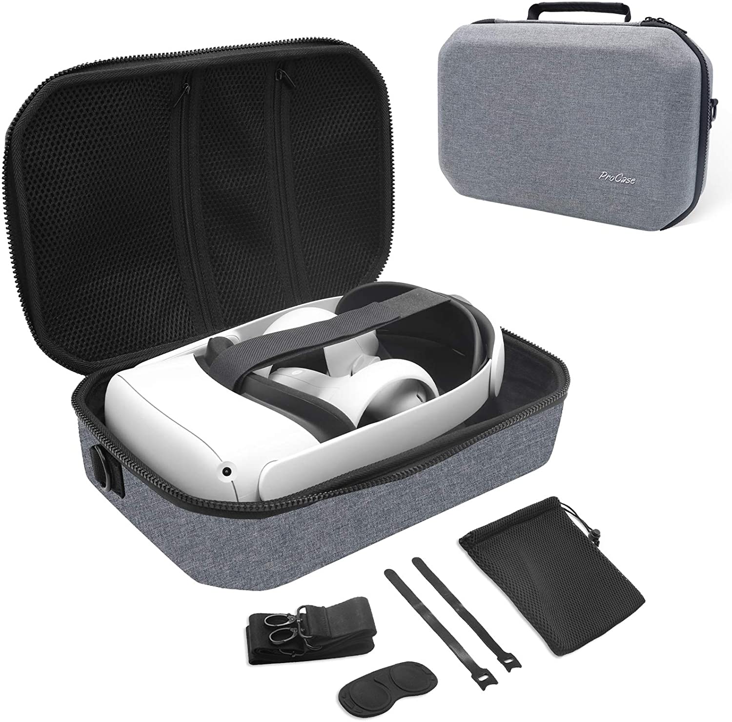 Oculus Quest 2 VR Gaming Headset Hard Travel Case | ProCase grey