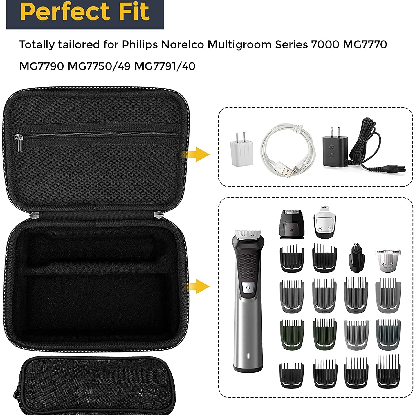 Philips Norelco Multigroom Series 7000 Hard Travel Case