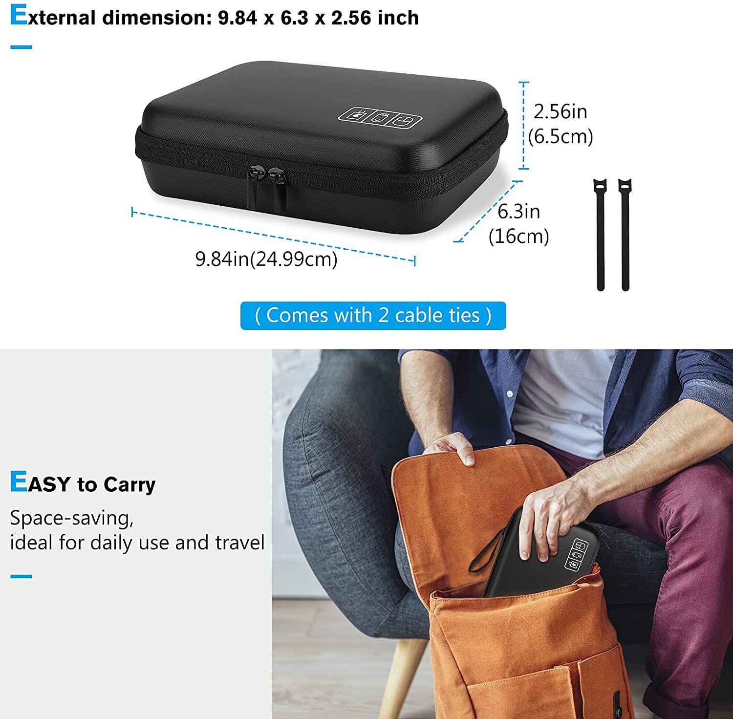 Hard Case Travel Electronic Organizer