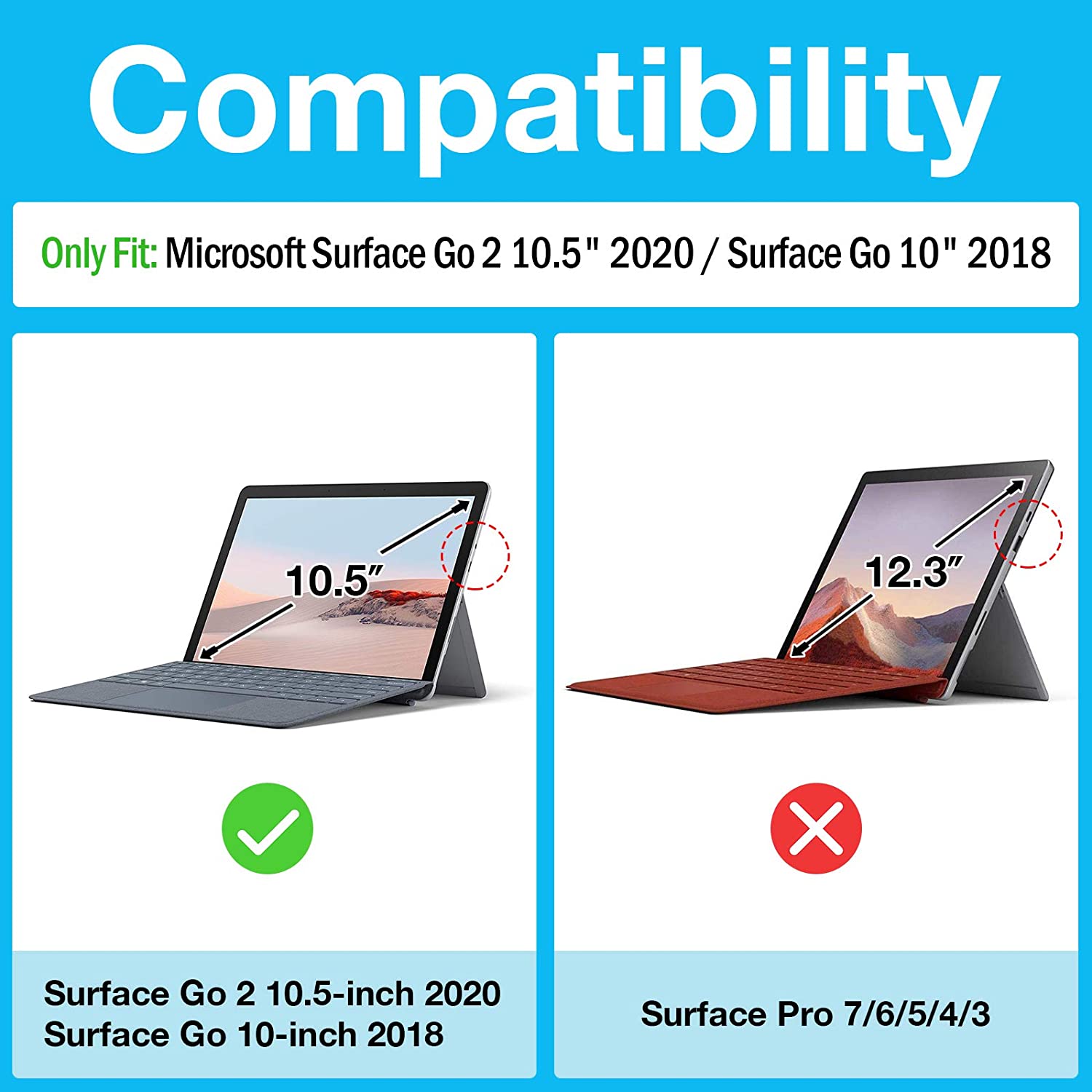 microsoft surface go 3 go2 keyboard​ case