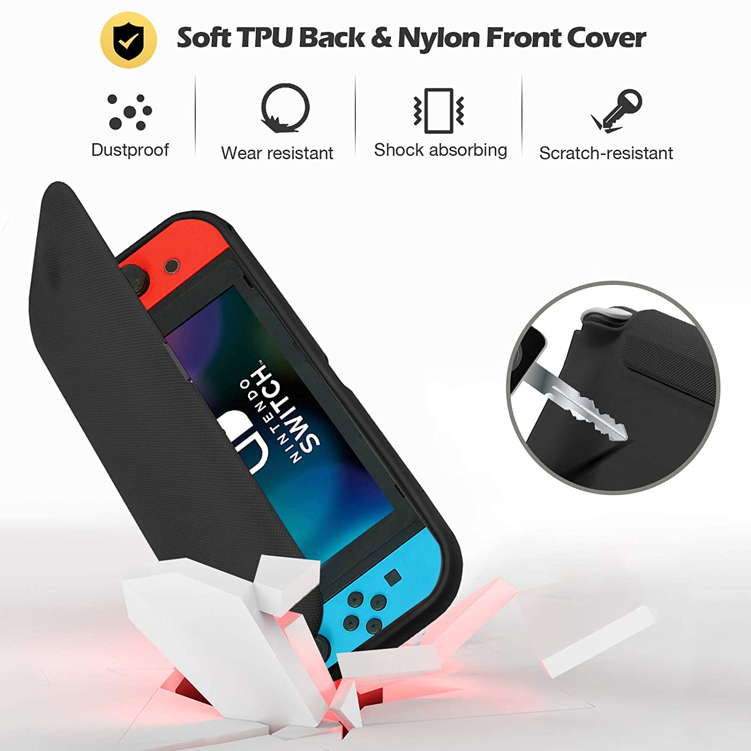 Nintendo Switch 2017 Flip Cover Case with 2 Tempered Glass Screen