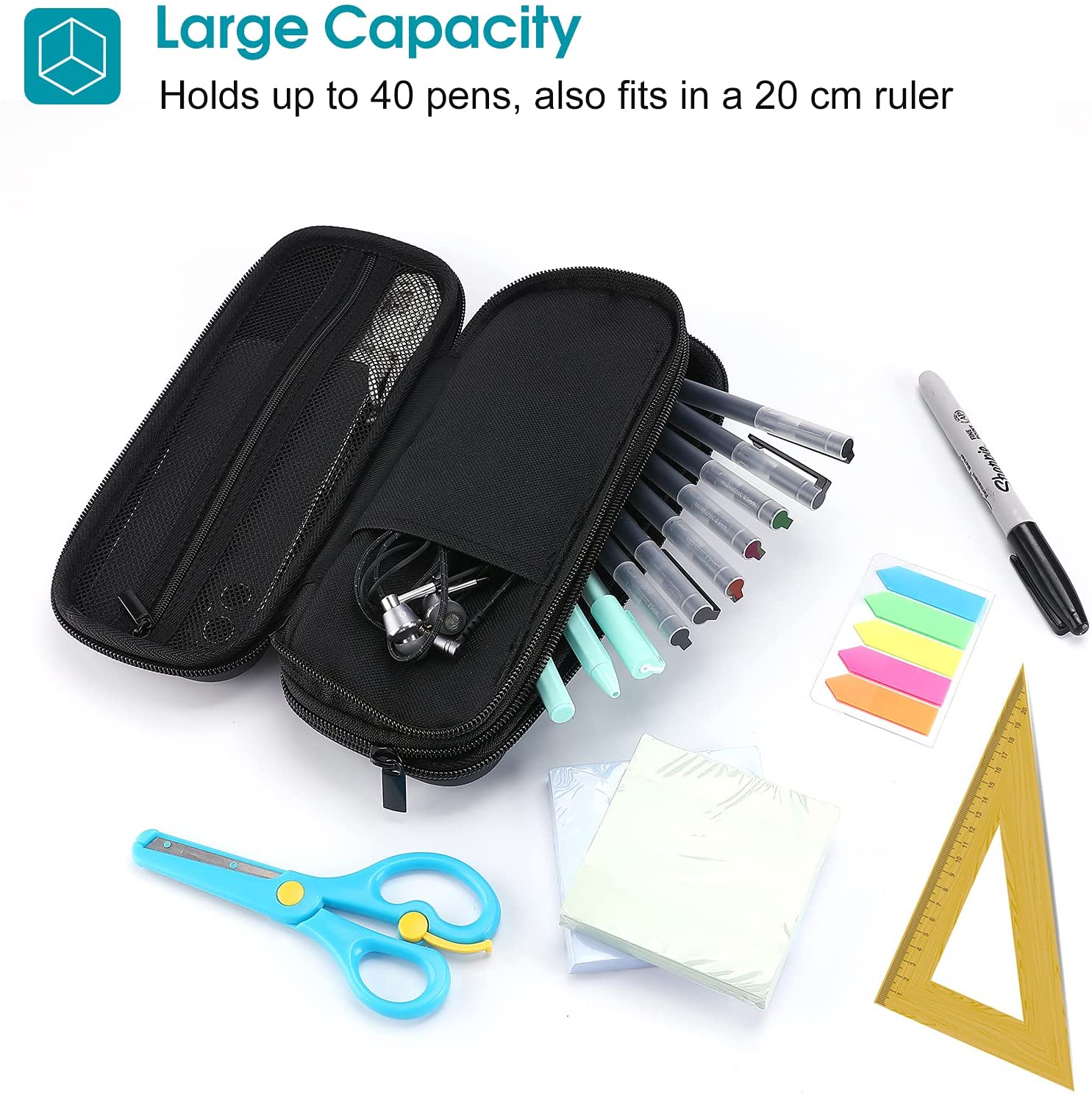 MOQ 50 Large Capacity EVA Hard Shell Pencil Case Pen Holder
