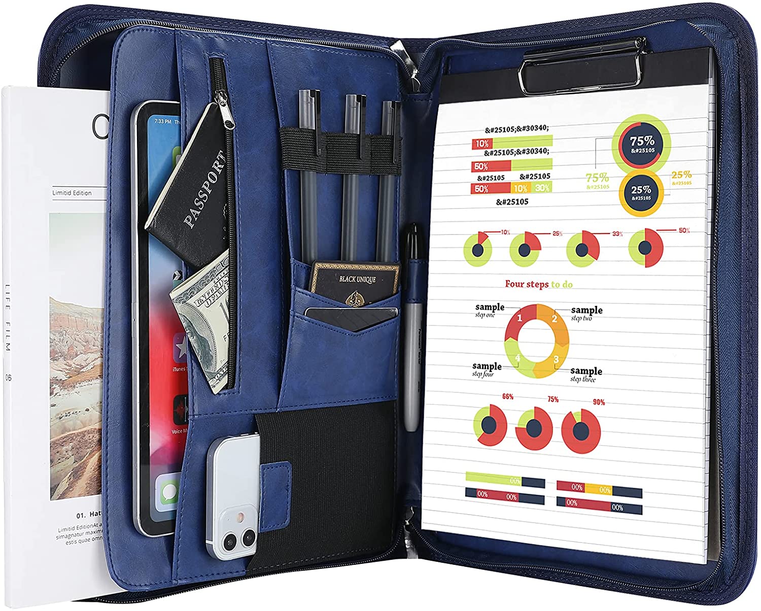 leather padfolio​ navy